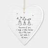 East Of India Hanging Heart Sentiment Gift Because Of You