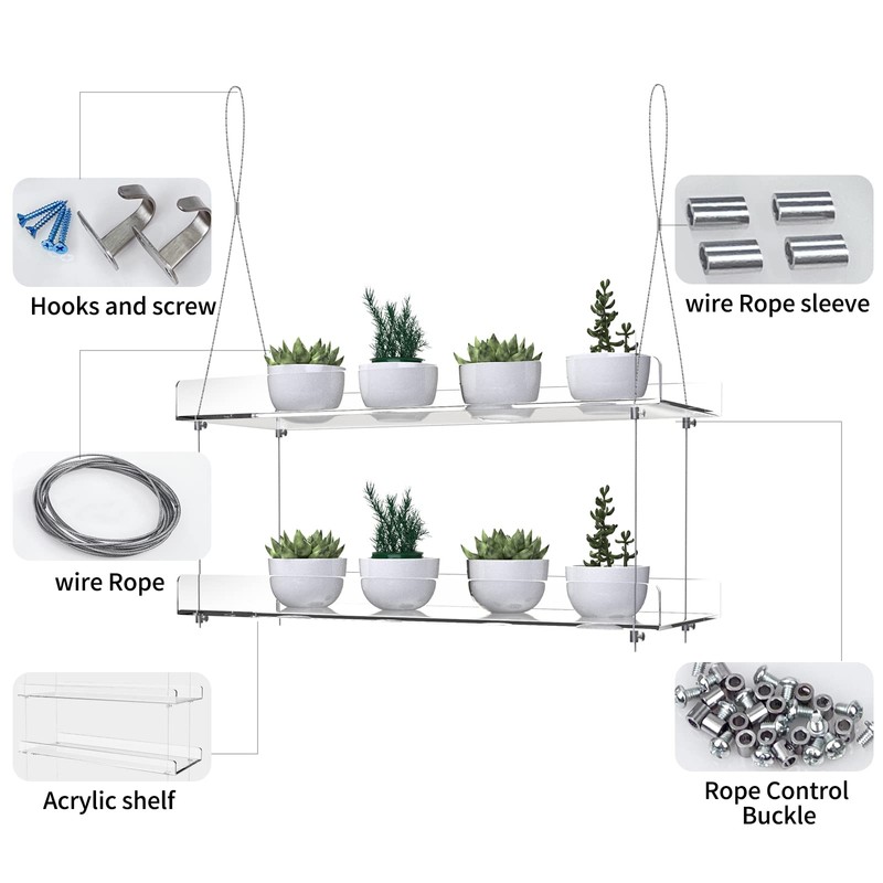 ZerzSemp 2-Tier Acrylic Window Display Shelves – 16" Adjustable Clear