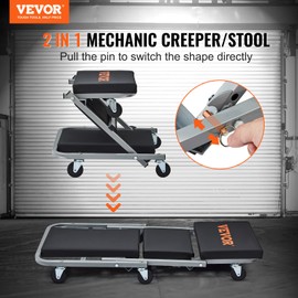 VEVOR Foldable Z Garage Creeper, 40 in, 450 lbs Load Capacity Rolling Folding Mechanic Creeper Stool, with 6 Universal Wheels Padded Seat Steel Frame, Lay Down or Sit Chair for Garage Shop or Home