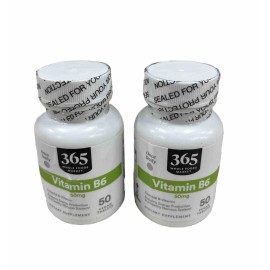 365 x2 365 Whole Foods Market Vitamin B6 50 mg 50 Vegan Tablets Each (100 Tablets)