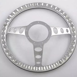 Flashpower 14'' Billet Half Wrap 9 Bolts Steering Wheel with 2'' Dish and Horn Button (Carbon Vinyl)