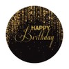 Laeacco 7.2x7.2ft Happy Birthday Round Backdrop - Black and Gold