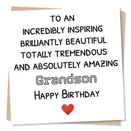 Grandson Birthday Card - Heartfelt Message to Your Grandson From Grandparents - Made in UK