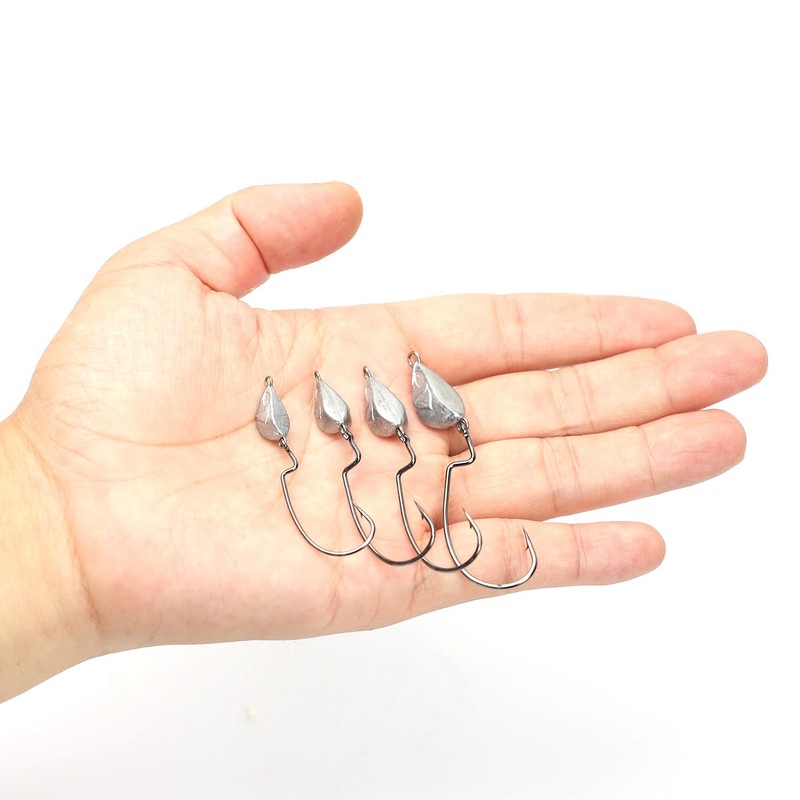 OJY&DOIIIY Weighted Texas Rig Hooks, Weedless Swimbait Jig Heads for