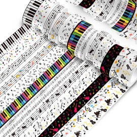 CavspkArt 12 Rolls Washi Tape Set,Black White Music Note Washi Tapes,15mm Wide Decorative Masking Tape,Craft Supplies Artists Tapes,Fashion Washi Tape Set for Scrapbook,Planner,Gift Wrapping