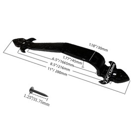 2-Pack 11 Inch Hammered Cast Iron Door Handle – Heavy-Duty Rustic Barn Door Pull for Gates, Sheds & Cabinets – Vintage Black Finish, Mounting Screws Included