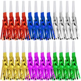 24 Pcs Colorful Party Blowers, Party Blowers for Kids, Party Blower, Party Whistles,Musical Blowouts Whistle for Kids Adults Birthday Party Sports Graduation Party Favor Supplies