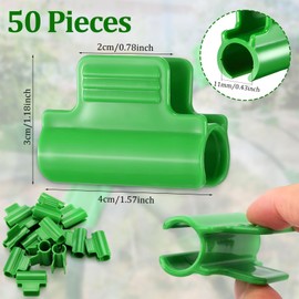 Green Greenhouse Clips, 11 mm Plastic Film Clips, Pack of 50 Plastic Greenhouse Film Clips, Greenhouse Clips, Plastic Netting Tunnel Hoop Clip for Greenhouses, Row Cover Net, Shed