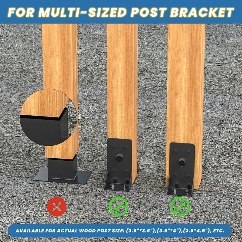 TAYORY 4x4 Post Base 2 Pcs,Inner Size 3.6"x3.6" Post Anchors,