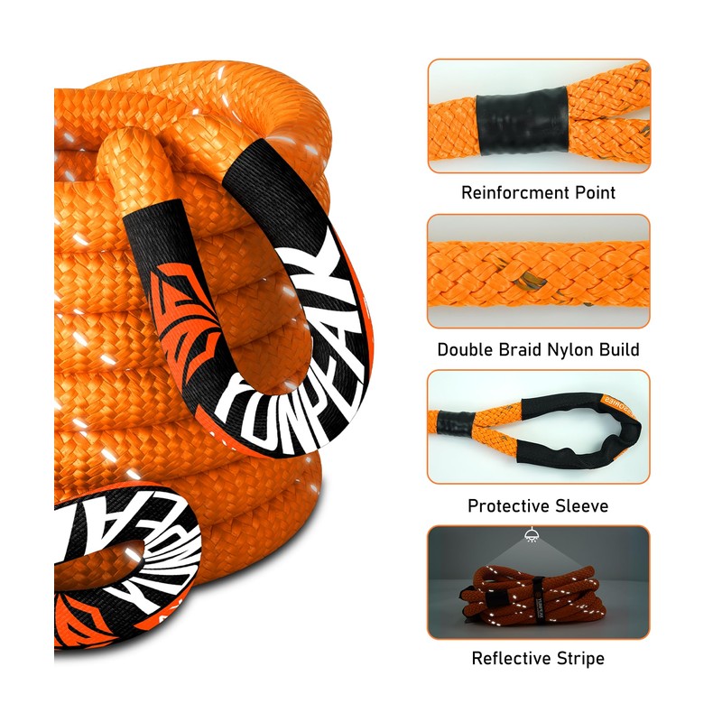 YUNPEAK 1" x 30ft Heavy-Duty Kinetic Recovery Rope – 48,500lbs