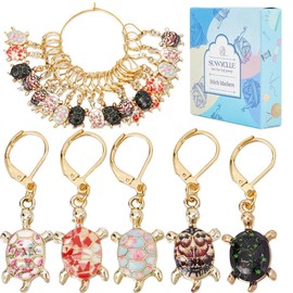 SUNNYCLUE 20 Pcs 5 Types Turtle Charm Lobster Claw Stitch Marker Charm Sea Turtle Stitching Marker Leverback Piercing Parts Earrings Turtle Pattern Necklace Marine Knitting Piercing Alloy Charm