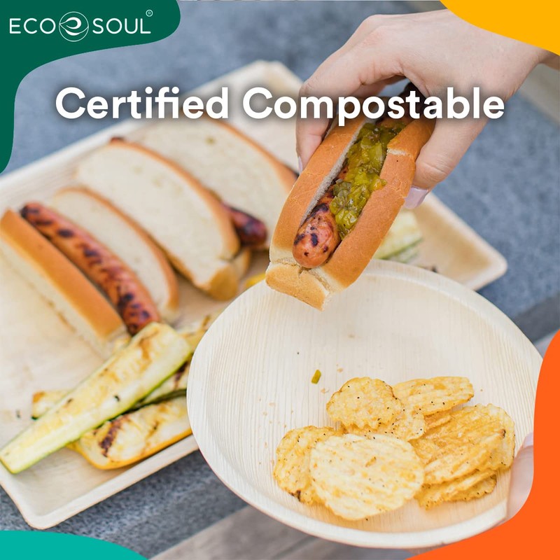 ECO SOUL 100% Compostable 15cm(6") Round Palm Leaf Plates (Pack