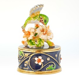 Apropos Vintage Style Hand-Painted Hummingbird Round Trinket Box (Round Box Hummingbird)