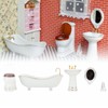 5 Pieces 1:12 Dollhouse Bathroom Set Cute Beautiful Porcelain Dollhouse