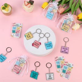 Serencatcher Note To Self Inspirational Party Favors - 24 Sets Little Reminders Keychains(6 Designs) Inspirational Cards Organza Bags for Class Rewards Gifts Employee Appreciation Coworker Staff