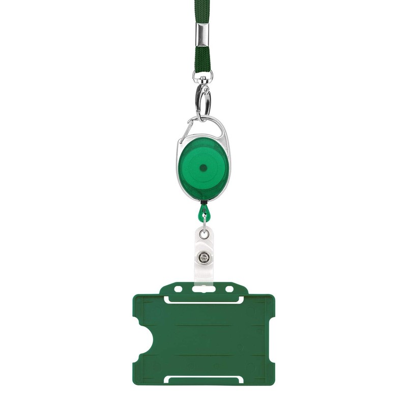 Trio Green ID Card Holder Name Plates with Lanyards Badge