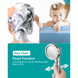 Handheld Shower Head with ON/OFF Pause Switch,Filtered Showerhead with High Pressure,3 Spray Modes Shower Wand with Shut Off Button, Removable Camper Shower Head with Hose and Scalp Massager