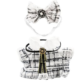 LQCOZYM 17cm Doll Clothes Set – White Style Outfit with Headband, Dress & Bow Tie by Clothes Designer | Fits 17cm Sitting or Standing Dolls (No Doll)