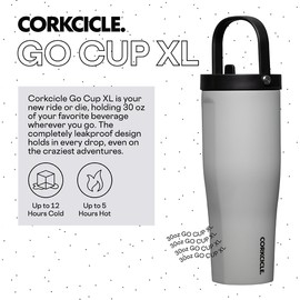 Corkcicle Go Cup XL Insulated Tumbler with Lid and Straw, River Rock, 30 oz – Reusable Water Bottle Keeps Beverages Cold for 12hrs – Cupholder Friendly Tumbler, Leak-Proof Design