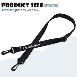 2 Pack Black Shoulder Straps for Bags, Duffle Bag Strap Replacement, Adjustable Straps with Swivel Clips, Nylon Strap for Crossbody Bag, Sling Bags, Water Bottle Carrier