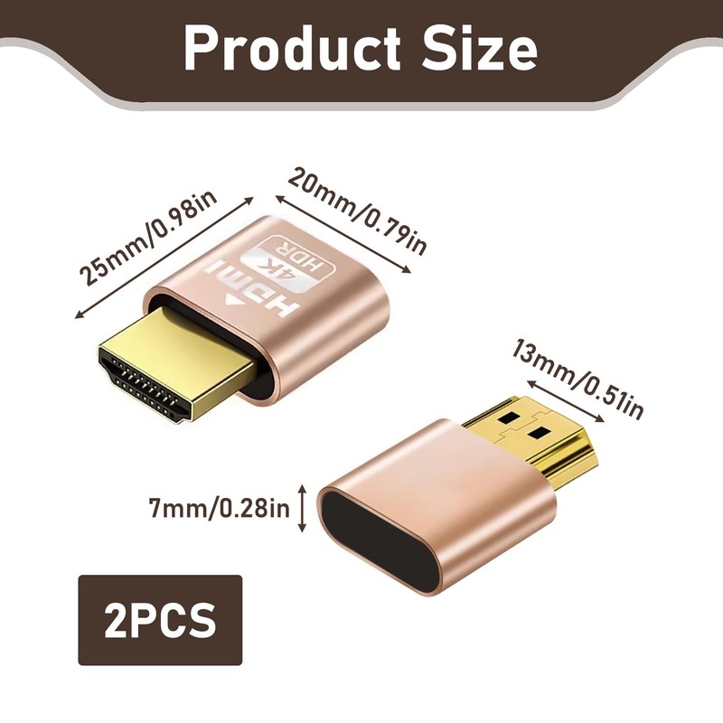 2 PCS HDMI Dummy Plug, 4K@60Hz Display Emulator, Headless Virtual