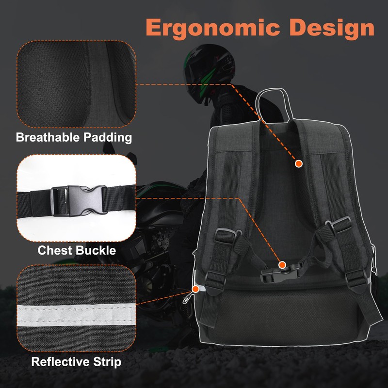 JLDTOP Motorcycle Helmet Backpack Waterproof Oxford Motorcycle Backpack with Helmet