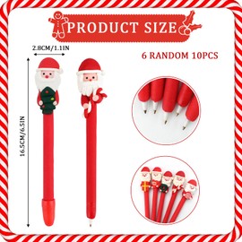 Pack of 10 Christmas Gel Pens, 0.5 mm Christmas Gel Ink Pens, Christmas Cute Rollerball, Christmas Ballpoint Pen, Christmas Party Favour Gift for School, Office Supplies