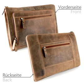 Fa.Volmer ® Riverside Brown Genuine Buffalo Leather Laptop Bag for MacBooks, Notebooks, Laptops and Tablets up to 14 Inches | Briefcase A4 | Model: Riverside, brown