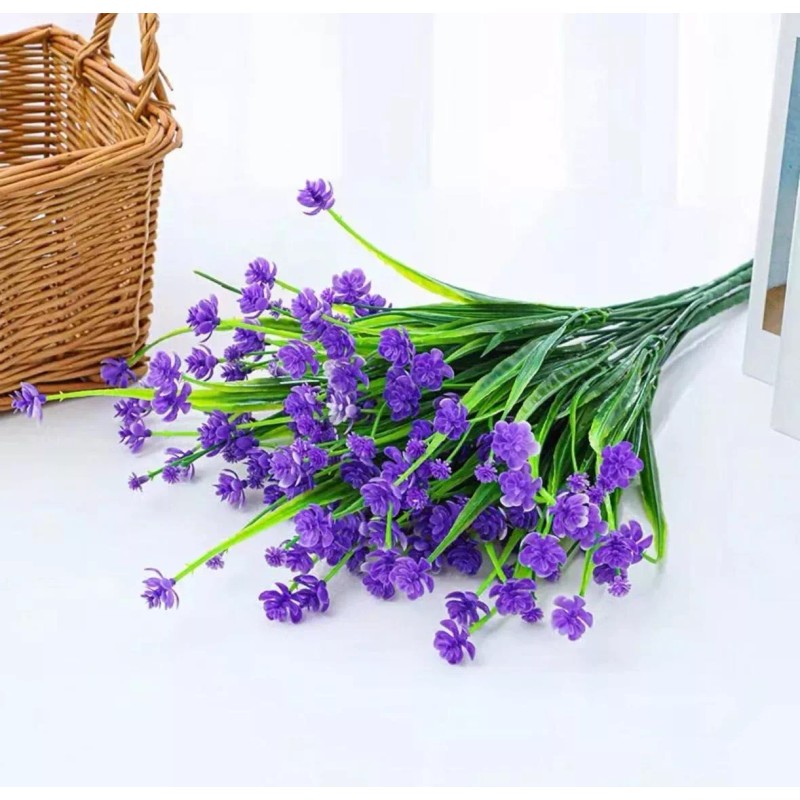 ARTIMATIC Plantas Artificiales Moradas 10 Piezas Extendibles 30-38 Cm
