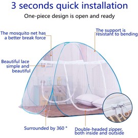 AMMER Pop-Up Mosquito Net Tent for Beds Portable Folding Design with Net Bottom for Baby Adults Trip (79 x71x59 inch)