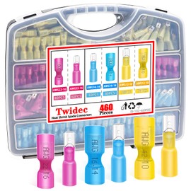 Twidec/460PCS Heat Shrink Spade Connectors Kit 22-10 AWG Female and Male Spade Terminlas Quick Disconnect Connectors Fully Insulated Electrical Wire Crimp Connector for Automotive Marine N-102-460PCS