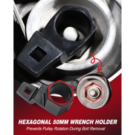 BETOOLL 50mm Crankshaft Crank Pulley Wrench Holder Tool Removal Holding Spanner kit Compatible with Honda and Acura Engines