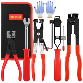 TOOLEAGUE 5Pcs Joint CV Boot Clamp Pliers Set,Hose Clamp and Clic-R Type Pliers,Auto Trim Removal Tool with Storage Bag for Car ATV UTV