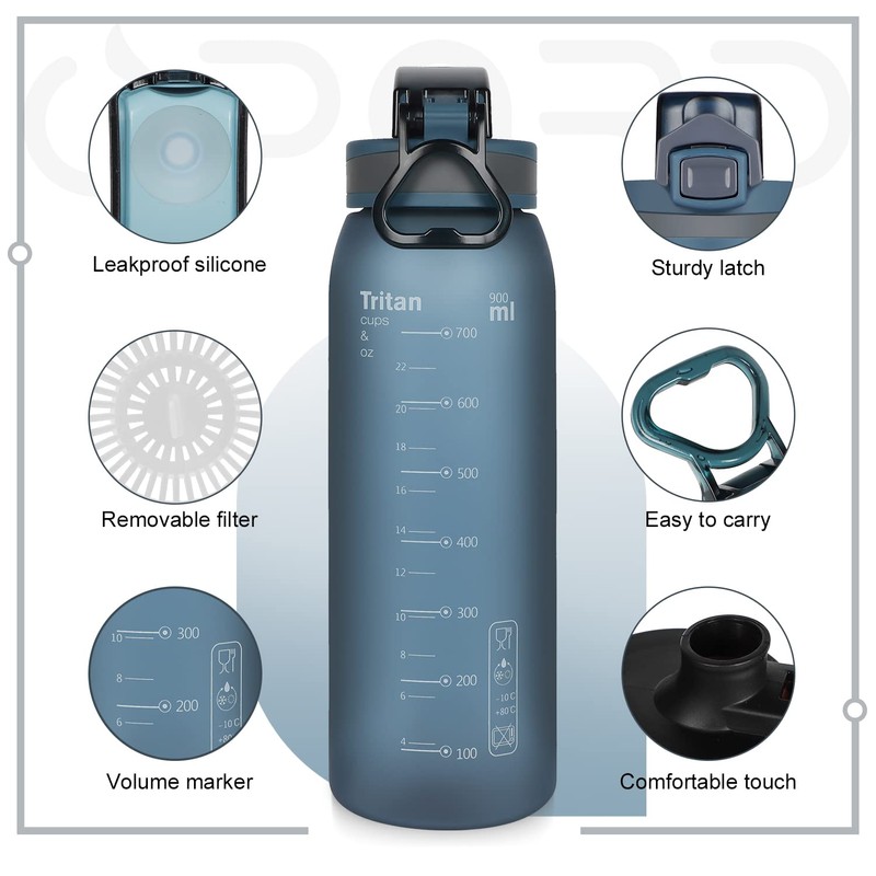 Opard 30oz Sports Water Bottle with Leak Proof Flip Top