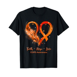 Orange Ribbon Heart Faith Hope Love COPD Awareness T-Shirt