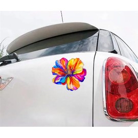 MAKTEM One Large Rainbow Hologrpahic Flower Car Decal, Waterproof Removable Flower Sticker for Bumper Window Panel Trunk, Peel and Stick on Car Vehicle Truck Window Laptop 1PC (One Rainbow)