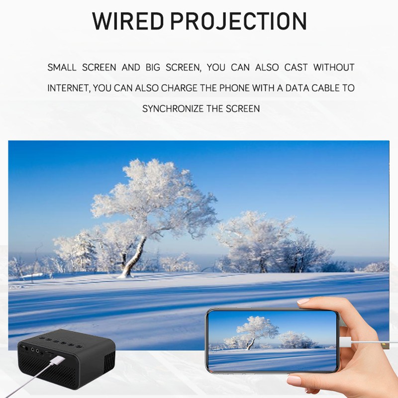 Mini Projector Multifunction HD 1080P WiFi Wireless Wired Screen Projection