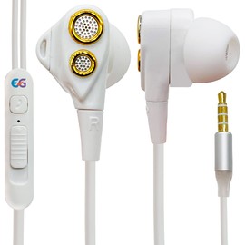 Earbuds Wired with Microphone, in-Ear Earphones Premium Stereo Sound Quality Powerful Bass, 3.5mm Earphone Plug for Smart Phones, Tablets, Android Phones, Laptop, Computer - EmmGia EG-T3 - White