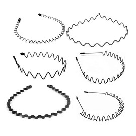 Hair Bands for Men, Headband, 6 PCS Metal Headband Black Hair Hoop Spring Wave Hairband Multi-Style Unisex Flexible Headbands Accessories