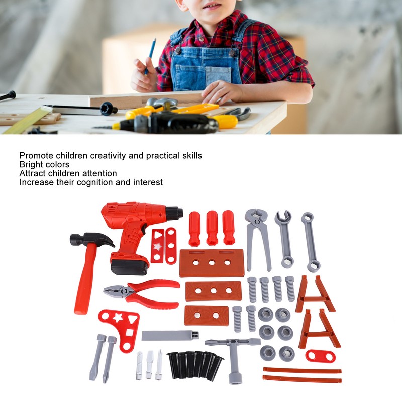 42pcs Kids Simulation Repair Tool Set Hammer Wrench Electric Drill