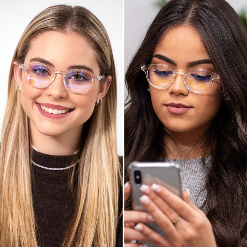 Readerest Round Blue Light Blocking Reading Glasses (Clear, 2.00 Magnification)