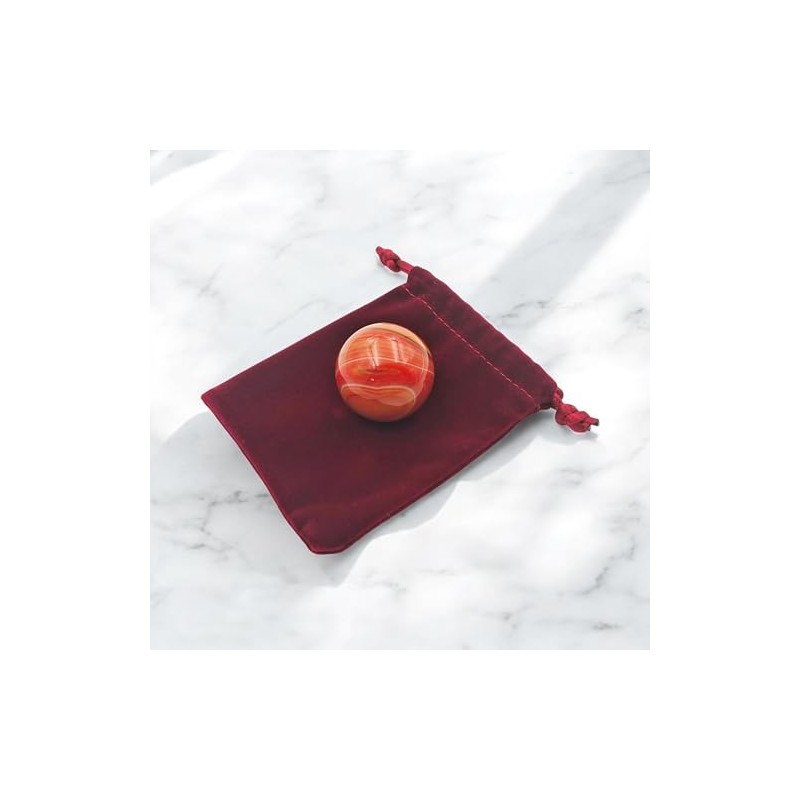 Pandiui23 Natural Polished Red Agate Ball, Polished Crystal with Energy