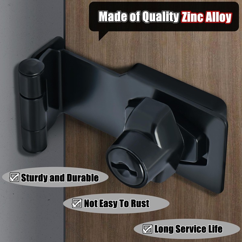 Alise Keyed Hasp Lock Right Angle 90°,3 Inch Safety Packlock