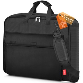 MISSLO Carry On Garment Bags for Travel with Shoulder Strap 43'' Suit Bags for Men Travel 2 in 1 Waterproof Suit Cover with 3 Pockets for Business Trip, Black