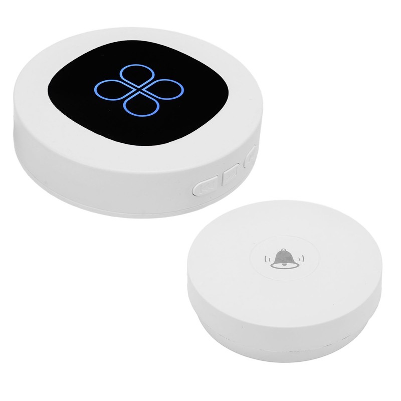 Wireless Doorbell Self Powered 1 Receiver 2 Push Button Battery