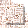 LeZakaa Thanksgiving Wrapping Paper Roll, Orange Pumpkin Turkey, Give Thanks