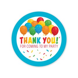 32 X 40mm Bright Thank You for Coming to My Party Stickers - 4 Colours Blue Green Red Yellow (32 Stickers) Ideal for Party Bags - Birthday Party Bag Fillers - Made in The UK (Green-Blue-Red-Yellow)