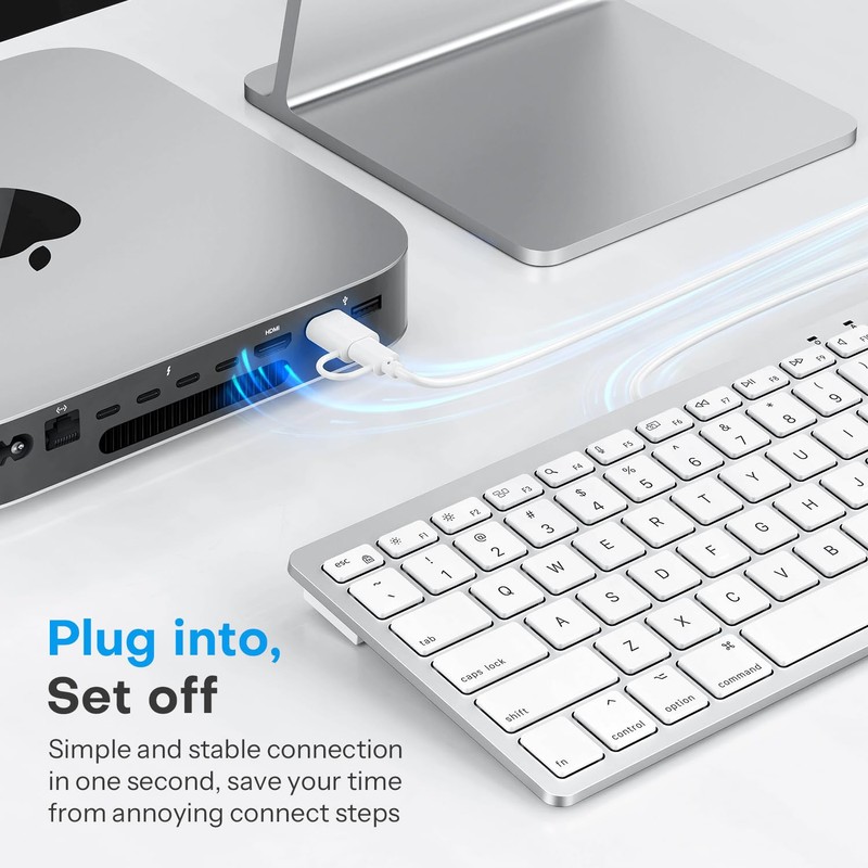 OMOTON Wired Keyboard for Mac with Dual Interface, Comfortable Typing