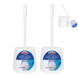 Toilet Brush and Holder Set, Classic Version, Durable, Strong Bristles for Deep Cleaning, Non-Scratch w/Compact Space Saving Storage Holder, 2 Pack