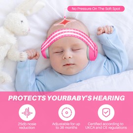 Bxdayyskr Baby Earmuffs Hearing Protection for Toddlers 0-36 Months Infant Noise Canceling Headphones for Sleep Travel Essentials (rose red)